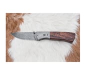 Taitettava Damascus-veitsi 8 cm rauta puu