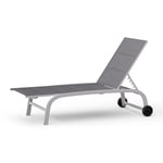 blumfeldt Limala XXL Chaise Longue Réglable - 5 Niveaux, Jardin & Terrasse, Aluminium, 160kg, Mobile avec roulettes, Textilène Séchage Rapide, Blanc