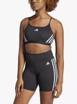 adidas Aeroreact Training Light Support 3-Stripes Sports Bra, Black/White