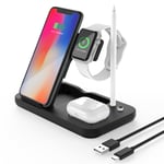 Wireless Charger 4 in 1 Qi-Certified Fast Wireless Charging Station Charger Stand for iPhone 12/12 Mini/11 Pro Max/SE/X/XR/Xs Max 8/8 Plus Samsung Galaxy iWatch 6/SE/5/4/3 Airpods Pro/2/1