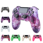 QLOVE Bluetooth Game Controller for PS4, Wireless Gamepad Joystick Controller for Playstation 4/Pro/Slim, Dual Vibration Motor, LED Light Bar, Anti-slip Grip,purple sky