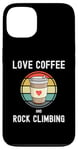 Coque pour iPhone 13 Love Drinking Coffee And Rock Climbing Mur d'escalade