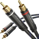 RCA/phono cable, 2×2 plugs – 3m – stereo audio cable, Nylon braided, break-proof metal plugs, flawless sound (coaxial cable, subwoofer/amp/HiFi/home cinema/Blu-ray, analog & digital) by CableDirect