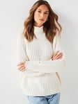 Tommy Hilfiger Chunky Mockneck Jumper - Cream, Cream, Size M = Uk 10, Women