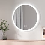 EMKE Miroir Salle de Bain LED Rond 70 cm, avec Interrupteur Tactile, Fonction Anti-buée, Trois Couleurs claires