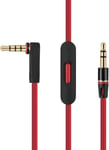 Câble d'extension audio de rechange pour casque Dr. DRE Beats avec contrôle du volume, microphone et prise d'appels en rouge - 3,5 mm AUX stéréo