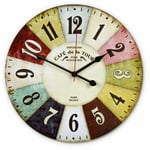 Horloge murale rétro Vintage Ø40cm de gare Salon Horloges murales mouvement silencieux sans tic-tac - Marron