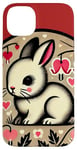 Coque pour iPhone 14 Plus Lapin Amoureux Coeur Art Saint-Valentin Illustration