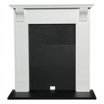 Adam Harrogate Stove Fireplace in Pure White & Black, 39 Inch