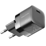 deleyCON Chargeur USB C (Chargeur Rapide Compact 30W) Alimentation USB-C pour Apple iPhone 16, 15, Pro, Pro Max, iPad, AirPods 4, Airpods Max, Watch, Samsung Galaxy S24/S23, Téléphone Portable - Noir