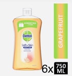 6 x DETTOL SOFT ON SKIN ANTIBAC LIQUID HAND WASH 750ml GRAPEFRUIT REFILL