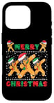 Coque pour iPhone 16 Pro Joyeux Noël Dabbing Gingerbread Men with Xmas Hats