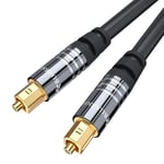 BlueRigger Digital Optical Audio Toslink Cable (3M, Fiber Optic, Aluminum Shell, 24K Gold-Plated) - Compatible with Home Theatre, Sound Bar, TV, Xbox, Playstation PS5, PS4 – Premium Series