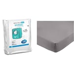 Sweetnight - Protège matelas 90x190/200 cm | Alèse Imperméable et Micro Respirante | Souple et Silencieux | Lavable à 90°C & Amazon Basics Drap-housse en microfibre Gris foncé 90 x 200 x 30 cm