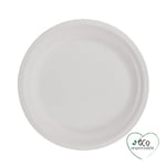 Homéa, Set de 12 Assiettes Rondes en Canne à Sucre D22 cm Blanc