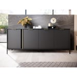 Vente-unique Buffet avec 4 portes - Anthracite et doré - PAVELI