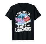 I believe in Santa and unicorns funny Santa xmas pajamas T-Shirt