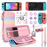 Protection Switch, Pochette pour Nintendo Switch Étui arc-en-ciel Switch Housse Switch Coque Protection écran avec Thumb Grip etc