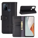 OnePlus Nord N100 Plånboksfodral i Äkta Läder, Svart