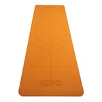 COOLDOT Yoga Mat Antidérapant 100% Natural Ecological Rubber - Tapis de tapis léger Yoga Premium Pilates avec lignes de corps du système d’alignement + tapis roulant (Orange, 1.5 mm)