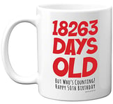 50th Birthday Mug Gift for Men Women Him Her - 18263 Days Old - Funny Adult Fifty Fiftieth Happy Birthday Present for Dad Mum Nan Grandad Uncle Auntie, 11oz Ceramic Dishwasher Safe Coffee Mugs