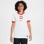 Nike Réplique du Maillot de Football Pologne 2024/25 Stadium Home avec Technologie Dri-Fit pour Enfants Plus âgés, Blanc/Rouge Sport, FQ8509-100, Taille S