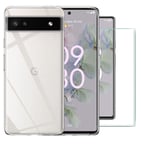 For Google Pixel 6a Case Clear Gel Cover & Glass Screen Protector