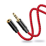 3.5mm Headphone Extension Cable 2M, Youii 3.5mm Male to Female Stereo Audio Extension Cable Adapter with Gold Plated Connector (Braied-Red）