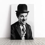 Big Box Art Canvas Print Wall Art Charlie Chaplin (1) | Mounted and Stretched Box Frame Picture | Home Decor for Kitchen, Living, Dining Room, Bedroom, Hallway, Multi-Colour, 24x16 Inch