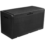 YITAHOME Grand Coffre de Rangement Extérieur en résine de 380L avec pour Meubles de Patio, d'extérieur - Étanche, Verrouillable (Noir) 100 Gallon