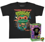 Funko Pocket Pop! Tee (Child): Teenage Mutant Ninja Turtles Mutant Mayhem - Michelangelo Vinyl Figure and T-Shirt (L)