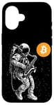 Coque pour iPhone 16 Bitcoin Space Jazz Astronaut crypto sax saxophonist moon