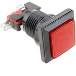 BeMatik BU022-VCES Bouton Arcade momentané 32 x 32 mm 1NO 1NC 250V 15A SPDT Rouge avec lumière (BU022)