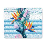 Watercolor Tropical Exotic Flowers Leaves on Marine Rectangle Non Slip Rubber Comfortable Computer Mouse Pad Gaming Mousepad Mat for Home Woman Man Employee Boss Work