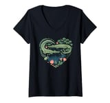 Womens Cute Alligator Heart Crocodile Gator for Kids V-Neck T-Shirt