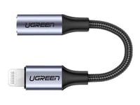 Ugreen Us211 - Lightning Till Hörlursuttag-Adapter - Lightning Hane Till Mini-Phone Stereo 3.5 Mm Hona - 30 Cm - Grå