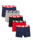 PUMA Homme Puma Basic Men's (5 Pack) Boxer Slip, Multicolore (Blue/ Red/ Black), L EU