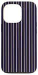 Coque pour iPhone 13 Pro Bleu marine Tan rayé girly esthétique Preppy Stripe