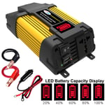 Onduleur Convertisseur 12v 220v, 450W/6000W convertisseur Allume Cigare Prise Electrique, transformateur 12v 220v avec 1 Prise française et 2 Ports