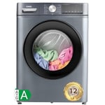 CHiQ Lave-linge CFL100-14586IM3XA, Chargement frontal 10 kg,Space Pro,Moteur Inverter stable,1400 tr/min, Programme intelligent à IA, Fonction vapeur, Lavage rapide 15 minutes, 18 cycles lavage, Gris