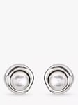 UNOde50 Swarovski Crystal Faux Pearl Round Stud Earrings, Silver