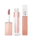 Maybelline Lifter Gloss and Superstay Matte Ink Lipstick Bundle (Various Shades) - 55 Driver