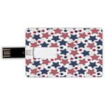 16G USB Flash Drives Credit Card Shape USA Memory Stick Bank Card Style Big Star Figures with American Flag Featured Inner Lines Proud Country Design Decorative,Indigo Red White Waterproof Pen Thumb L