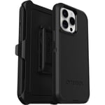 Otterbox Defender Coque pour iPhone 15 Pro Max, Antichoc, Anti-Chute, Ultra-Robuste, Coque de Protection, supporte 5X Plus de Chutes Que la Norme Militaire, Noir, Livré sans Emballage