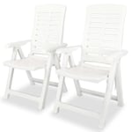 "Top" 2 pcs Chaises inclinables de jardin JILI - Fauteuil d'extérieur Plastique Blanc,14,08 Kg