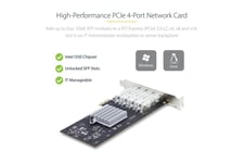 StarTech.com 4-Port GbE SFP Network Card, PCIe 2.0 x2, Intel I350-AM4 4x 1GbE Controller, 1000BASE Copper/Fiber Optic, Quad-Port Gigabit Ethernet NIC, Desktop/Server Backplanes - Windows and Linux Compatible (P041GI-NETWORK-CARD) - netværksadapter - PCIe