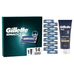 Gillette Mach3 Regime Set Men, Pack of 14 Razor Blade Refills with Precision Trimmer and Gillette PRO Shaving Cream