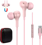 Écouteurs USB C pour iPhone 15 Samsung Galaxy A55 A35 A34 A54 A53 A33 5G S23 Ultra S22 S21 FE Casque USB C avec microphone HiFi Stéréo Écouteurs USB C In-Ear avec fil pour Pixel 8a 7 OnePlus 12 11