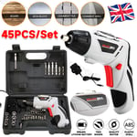 Rechargeable Electric Screwdriver 45Pcs Kit 4.8V Li-ion Cordless Screwdriver Set