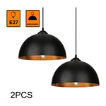 2x Suspension Luminaire led Lampe suspendue Lampe suspendue Salle à manger Abat-jour noir et or Lampe suspendue